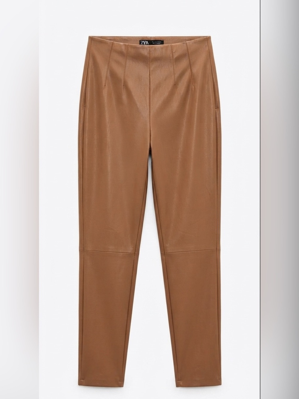 Zara Brown Faux Leather Pants, Small